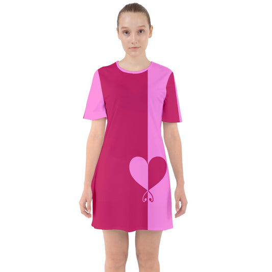 colorblock lovehearts Short Sleeve Mini