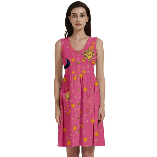 Pink Whimsy Pocket Dress With Pocket