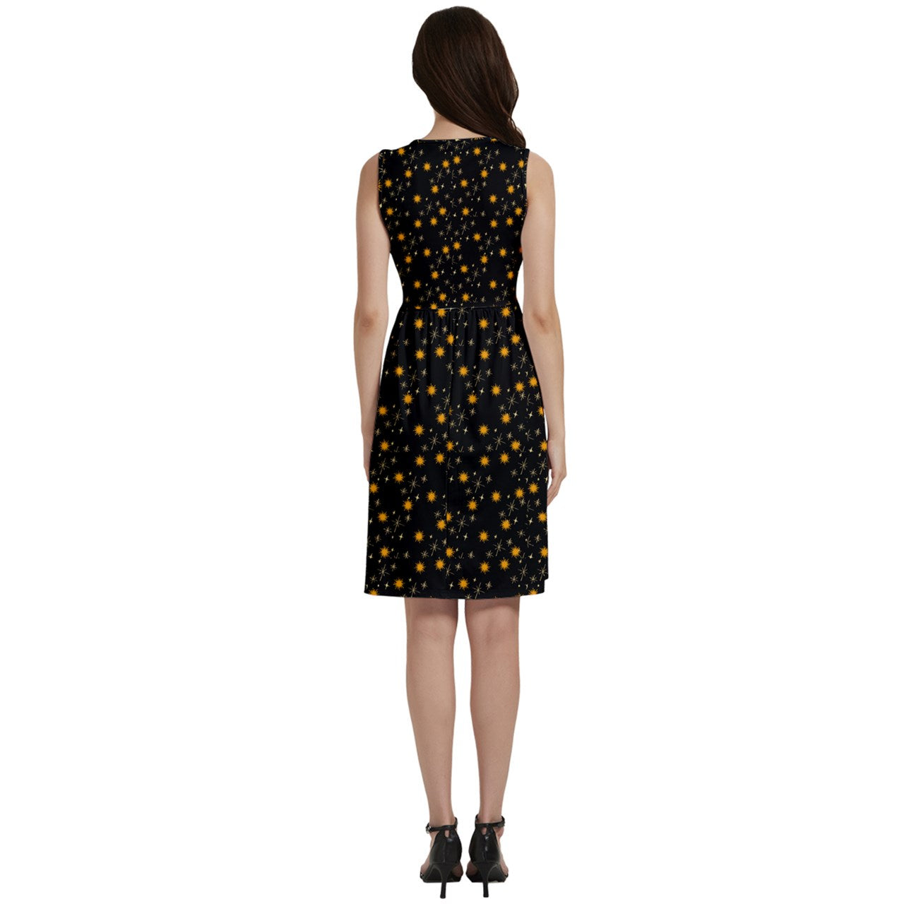 Black Whimsy Button Dress With Pocket