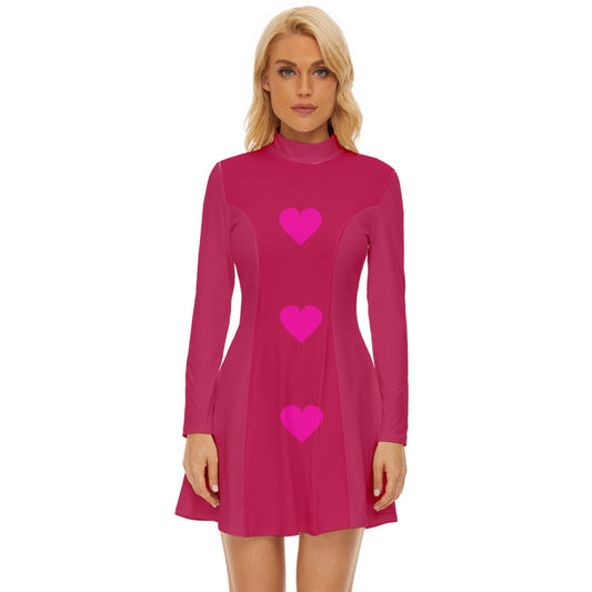 Mod Hearts Red Velour Longline Dress