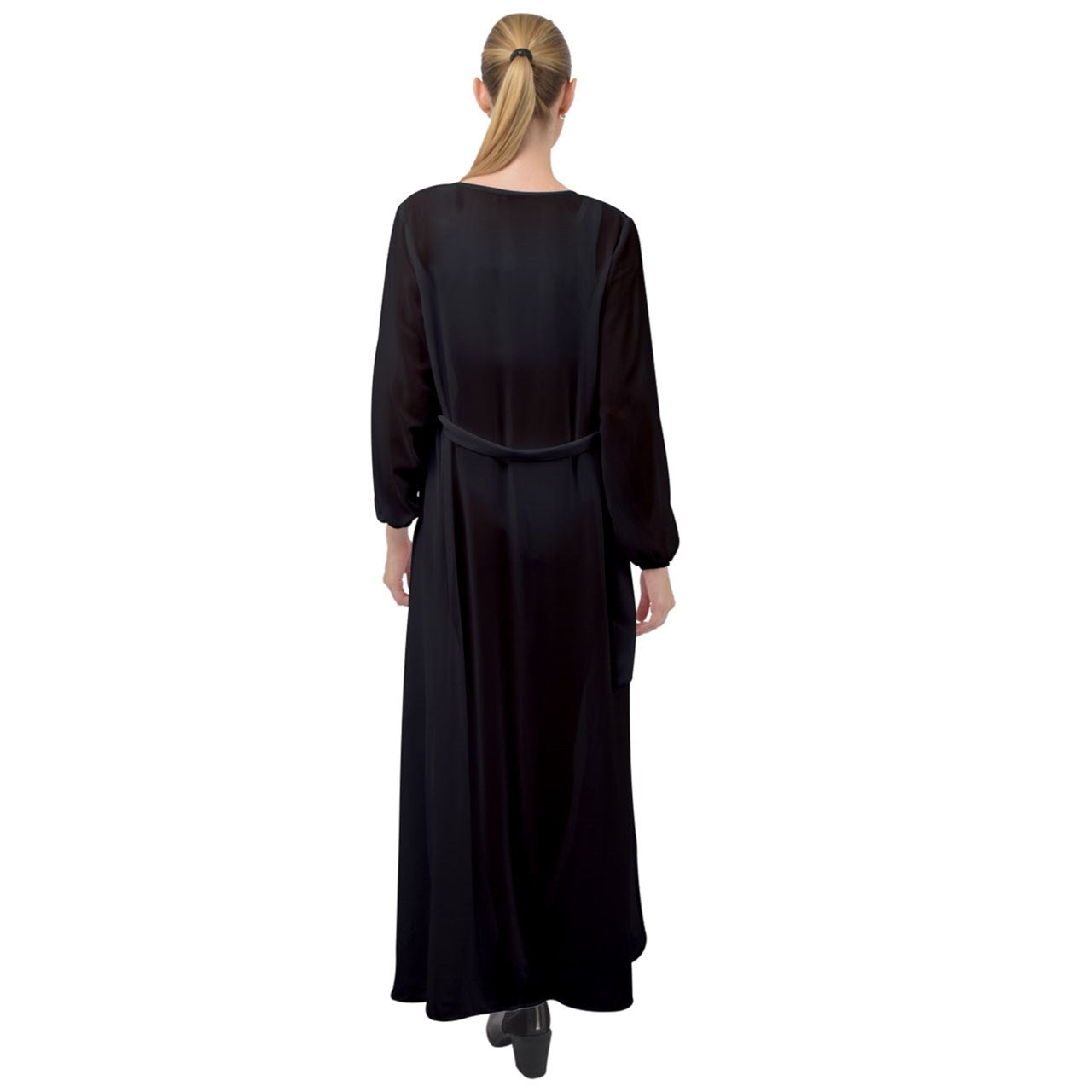 Black Maxi Chiffon Beach Robe