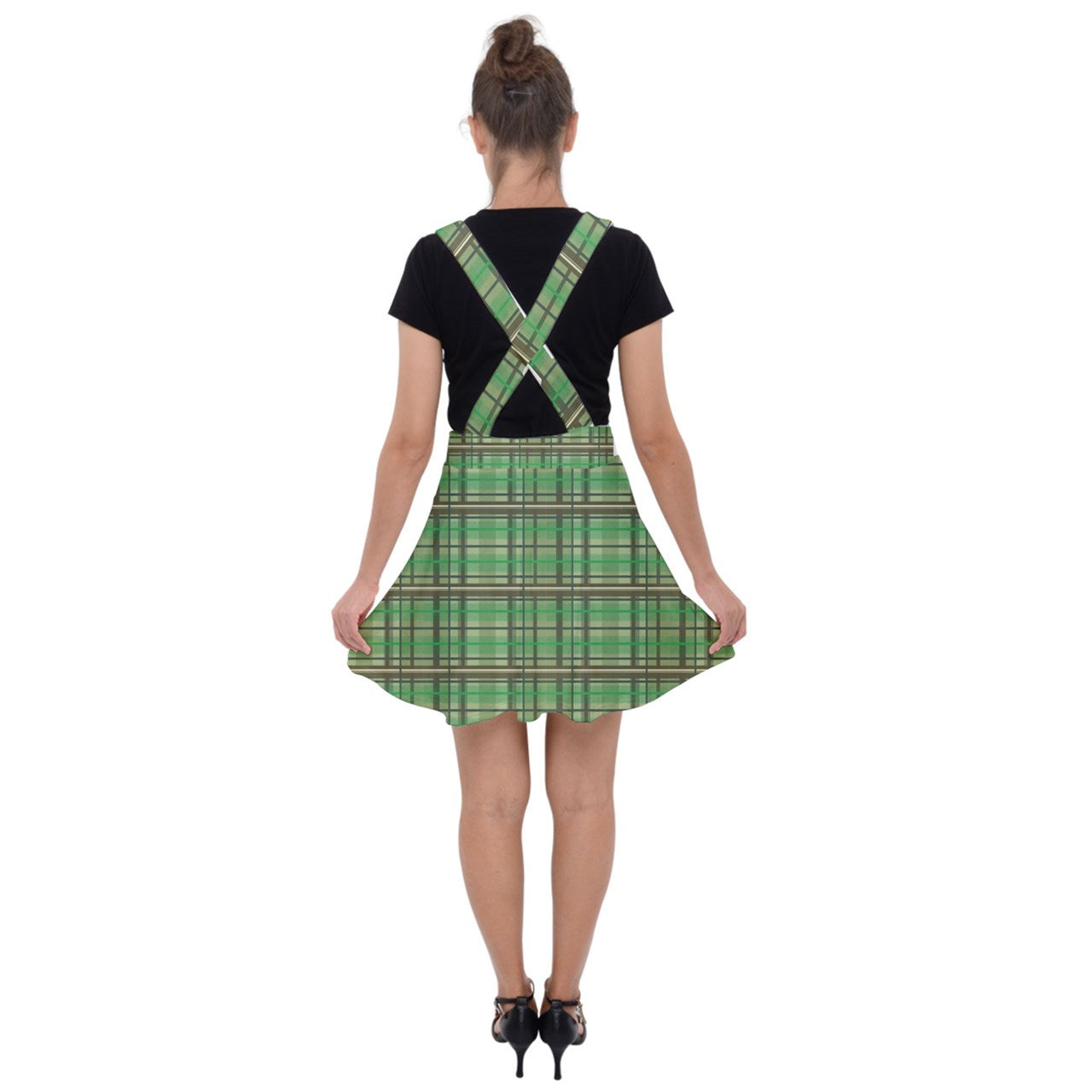 green academia Velvet Suspender Skater Skirt