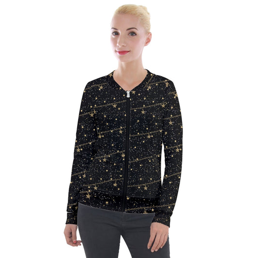 chain of stars Velvet Zip Up Jacket