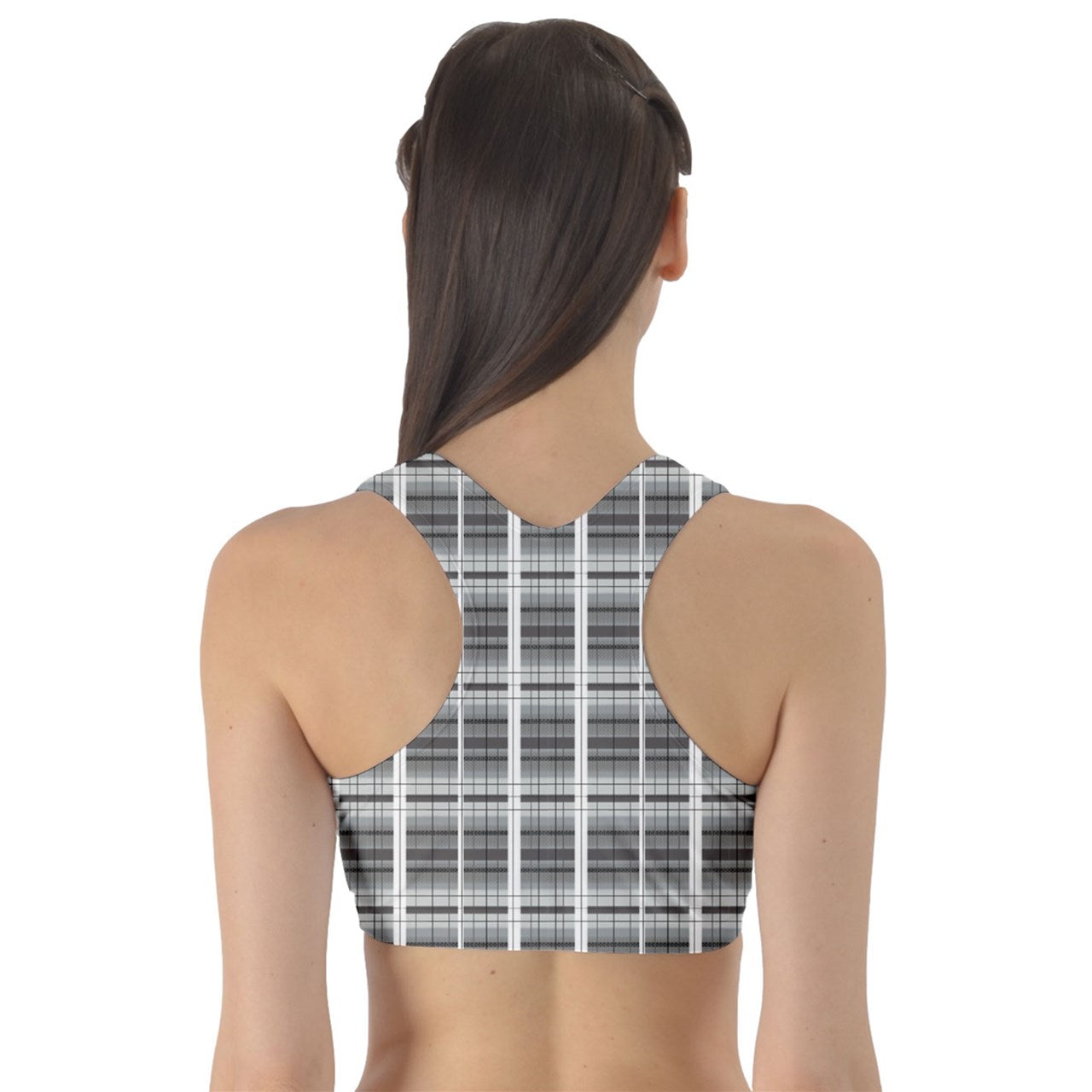 grey plaid Sports Bra