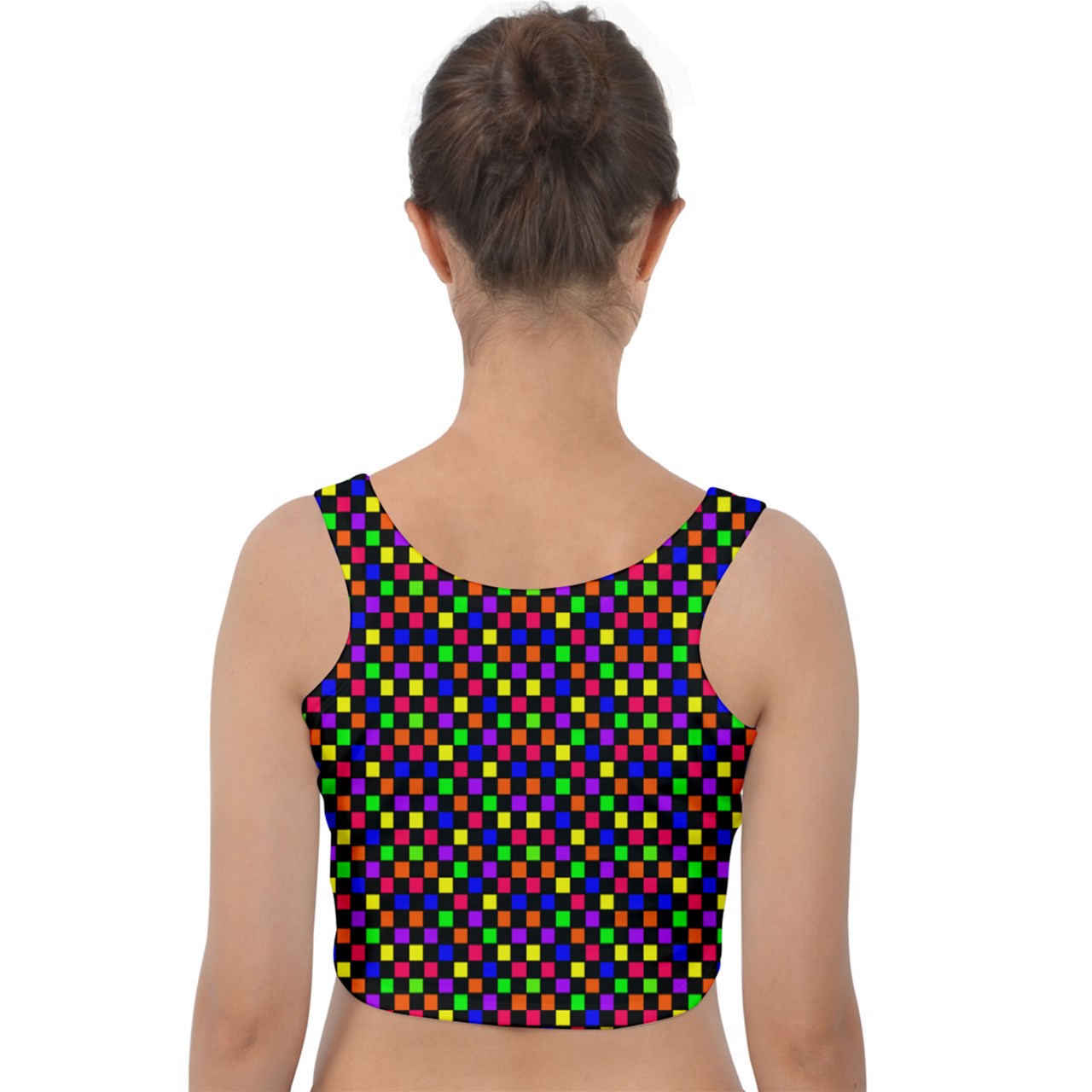 rainbow checker pattern Velvet Crop Top