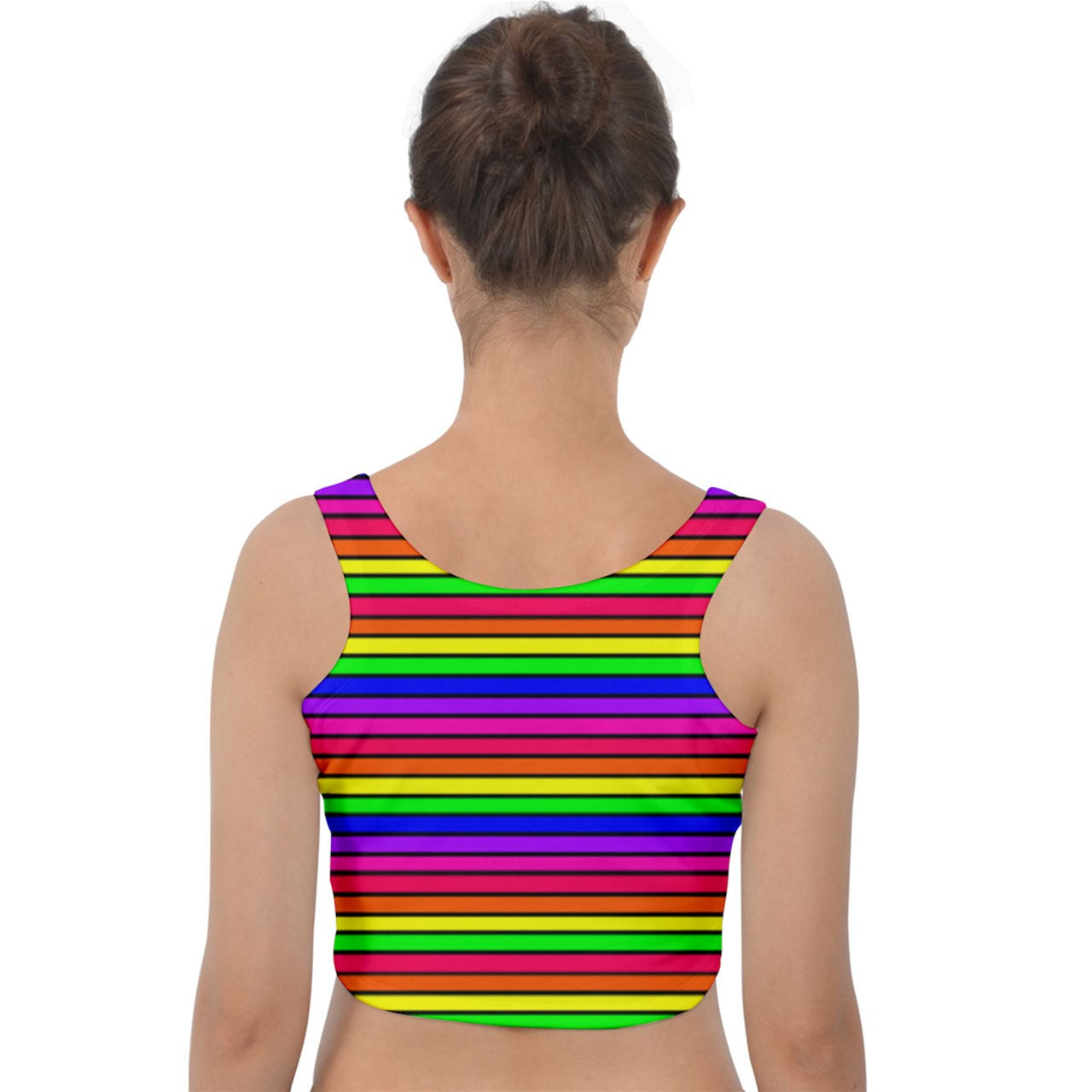 rainbow stripe Velvet Crop Top