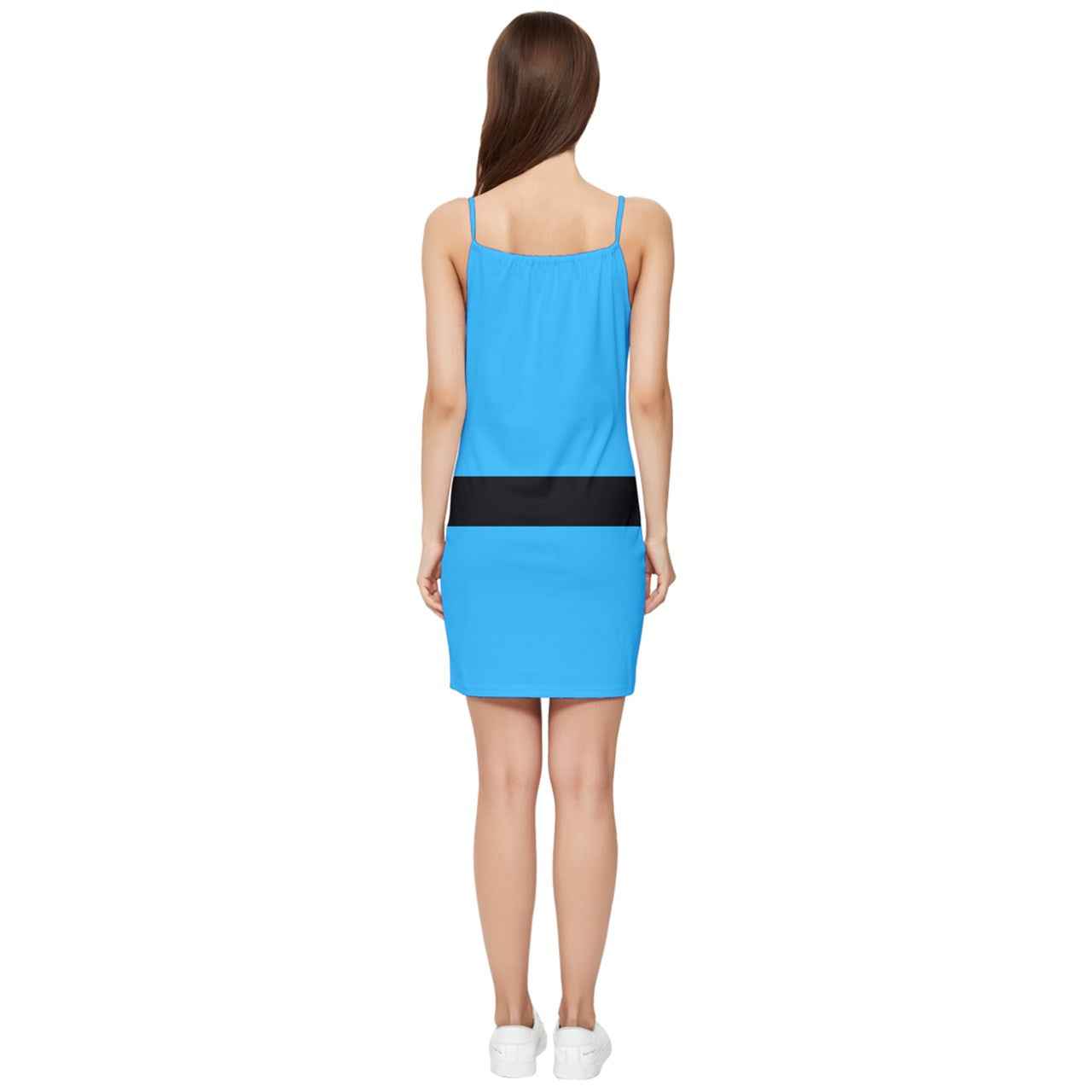 cool blue strapped Summer Tie Front Dress