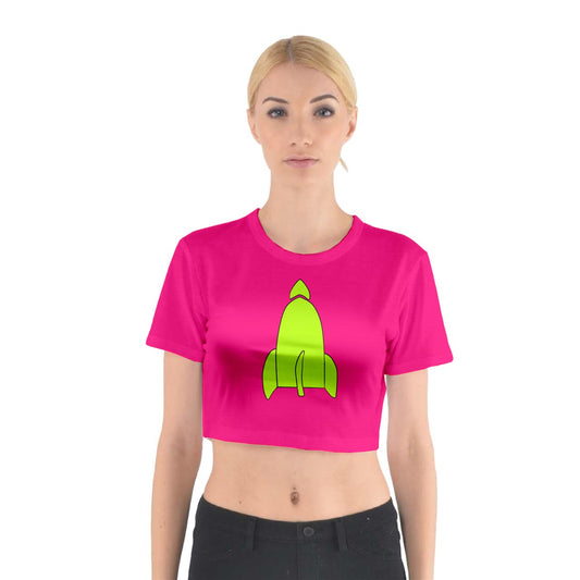 reggies green rocket ship Cotton Crop Top