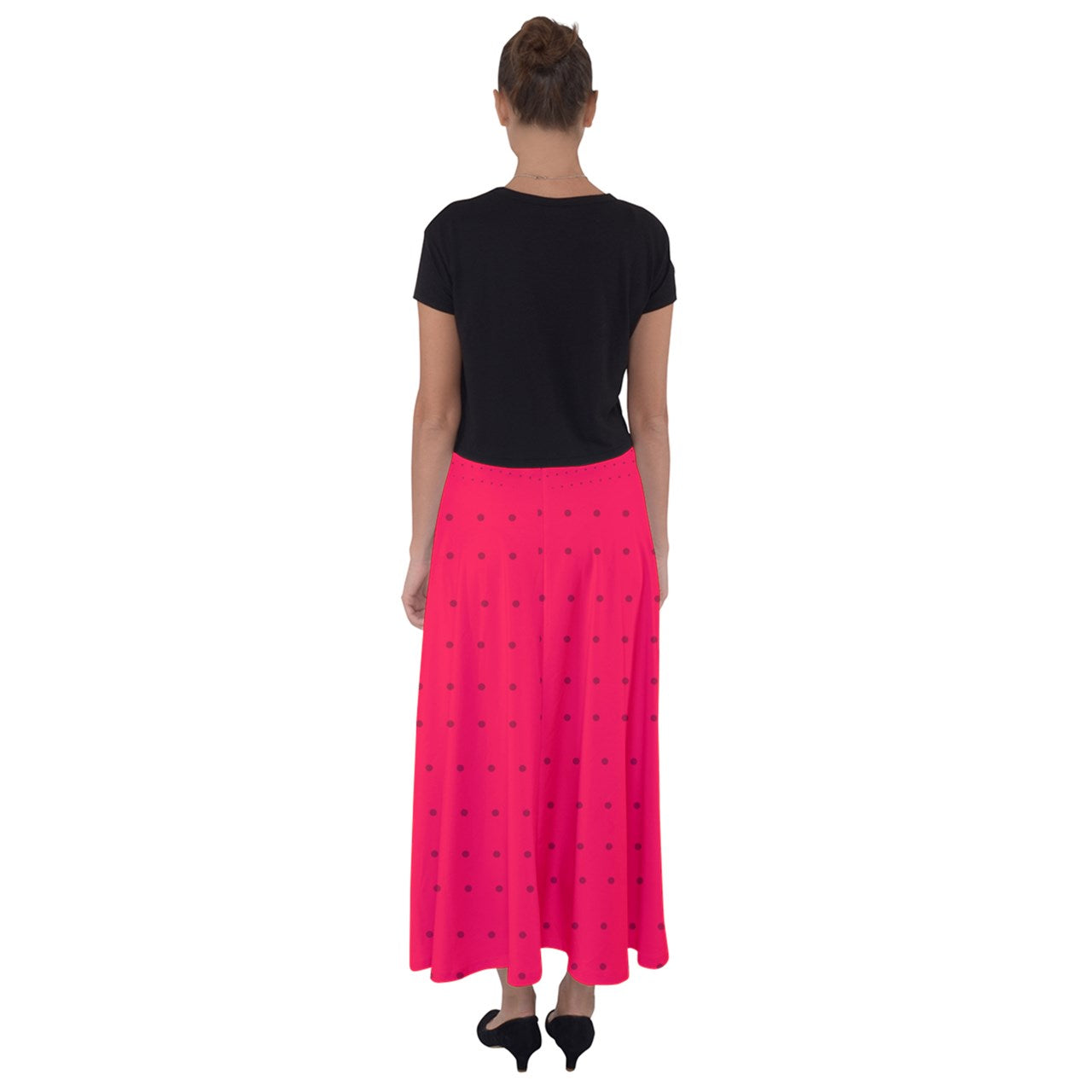 strawberrie's red dot Flared Maxi Skirt