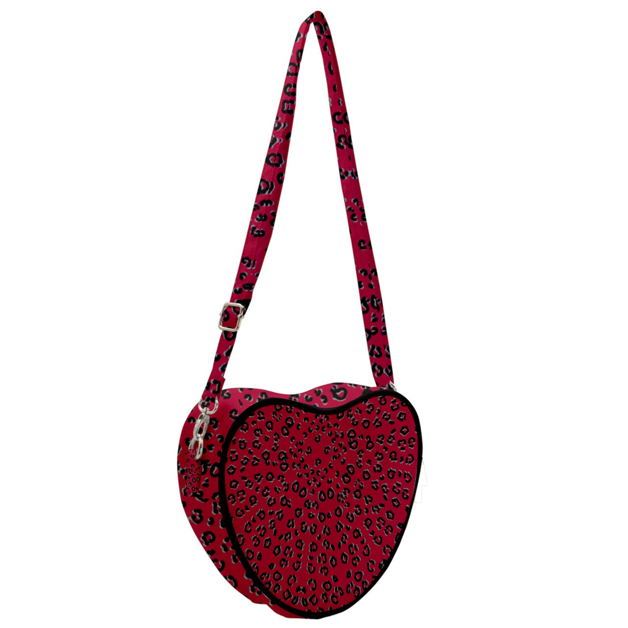 Red Cheeta Heart Shoulder Bag