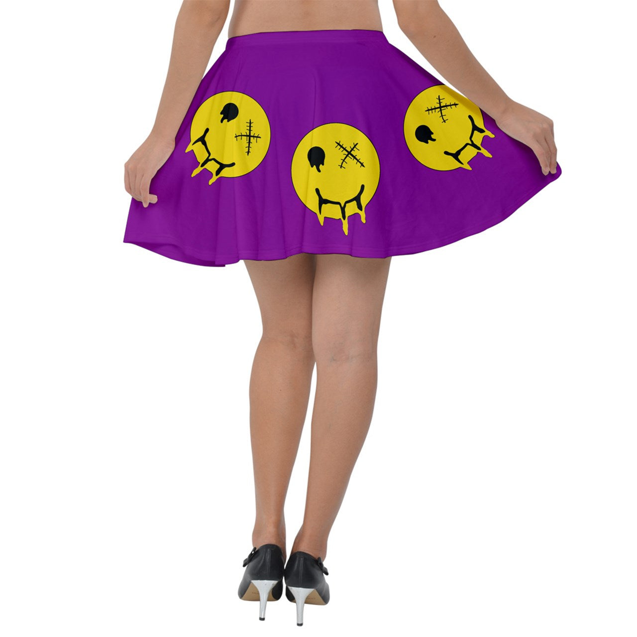 Purple Smiley Face Velvet Emo Skirt