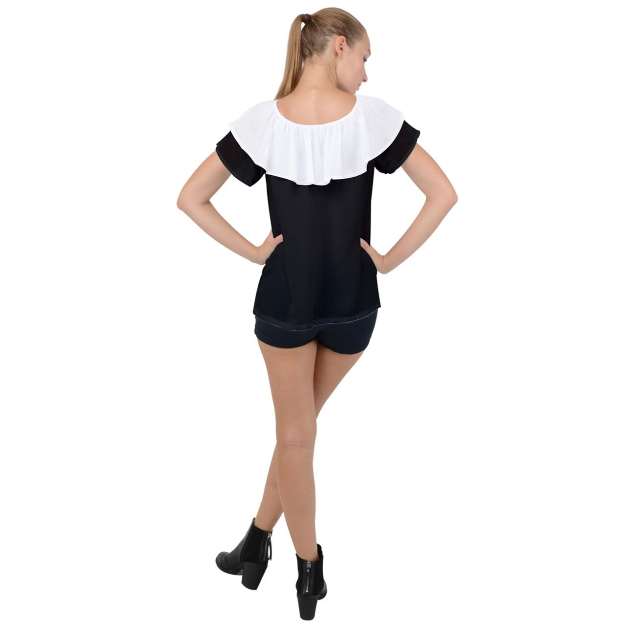 Fresh Paper Collar Ruffle Chiffon Blouse