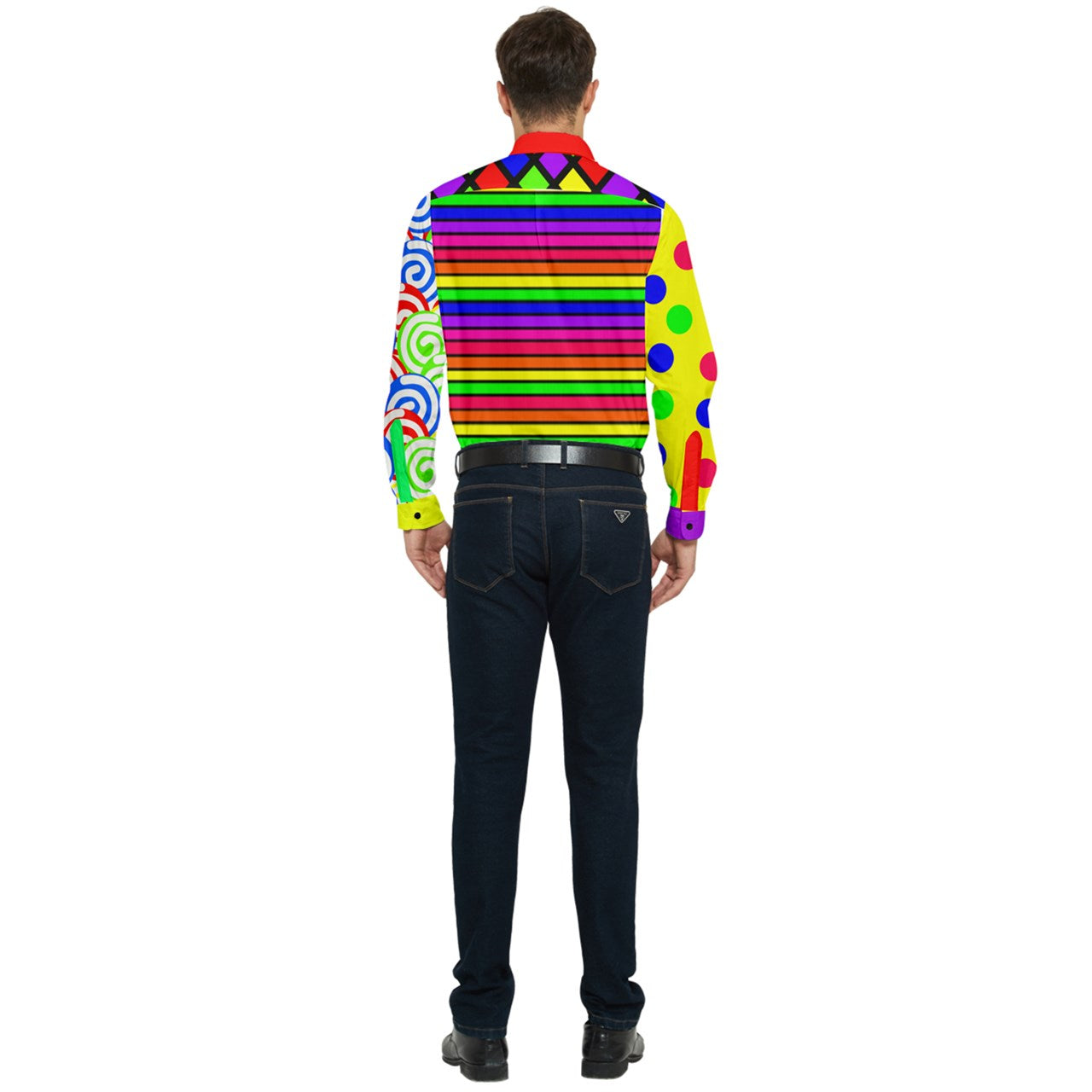 Clowncore Pattern Block Long Sleeve Shirt