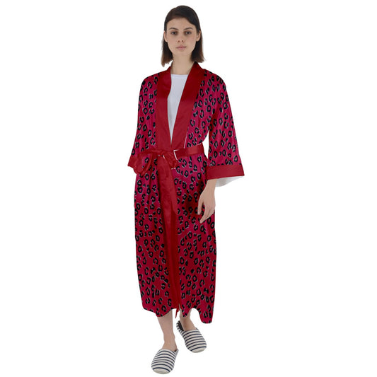 Red Cheetah Satin Robe