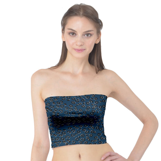 navy cheetah Tube Top