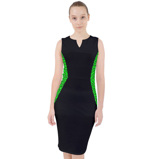 neon green cheetah Midi Bodycon Dress