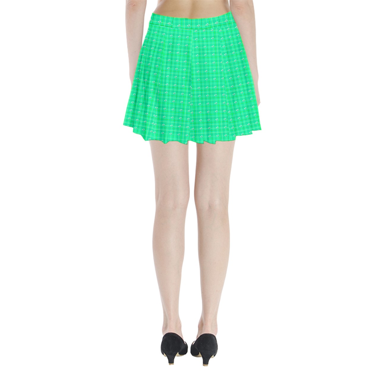 Green y2k plaid Pleated Mini Skirt