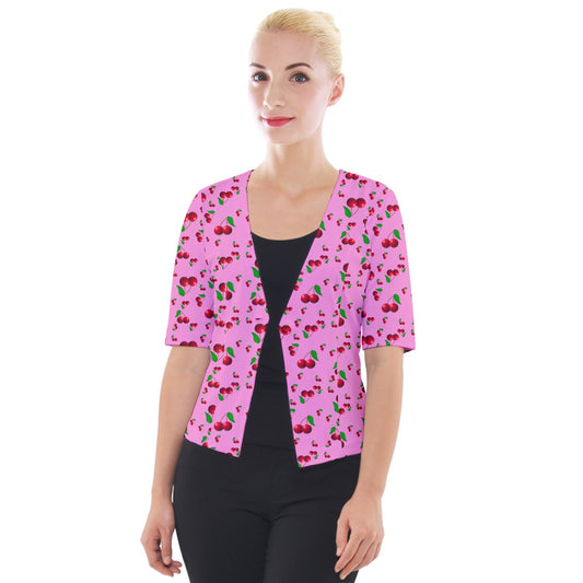 Pink Wayward Cherry Cropped Button Cardigan