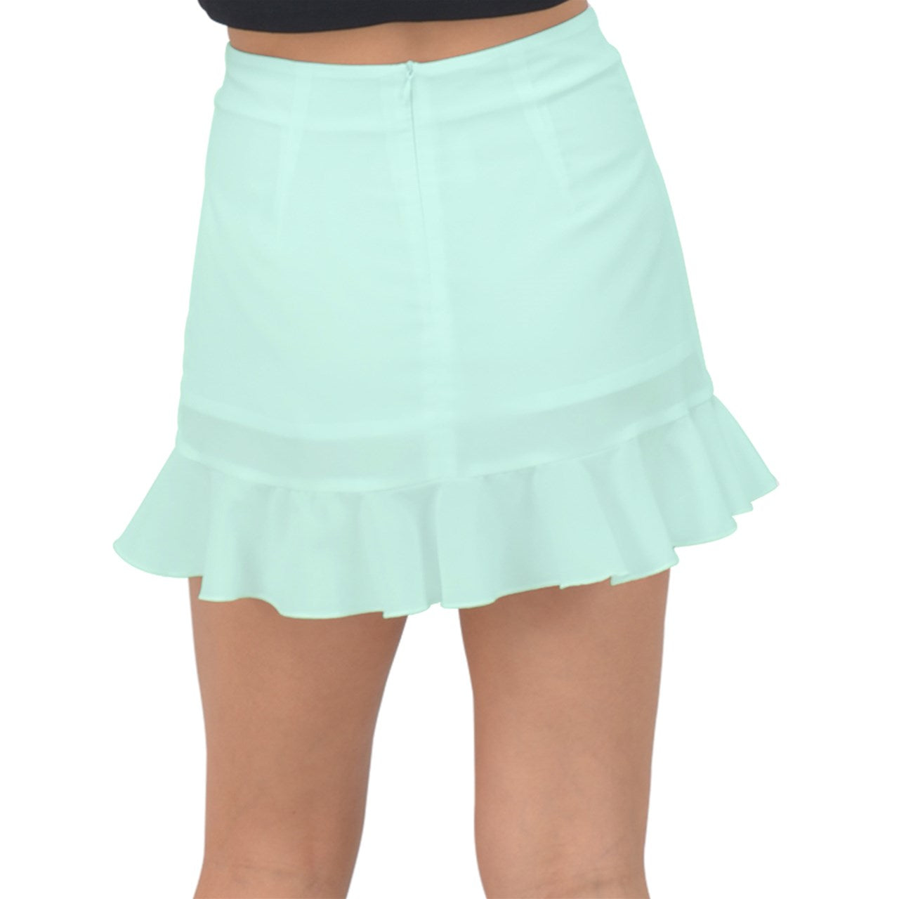 Icee Green Fishtail Mini Chiffon Skirt