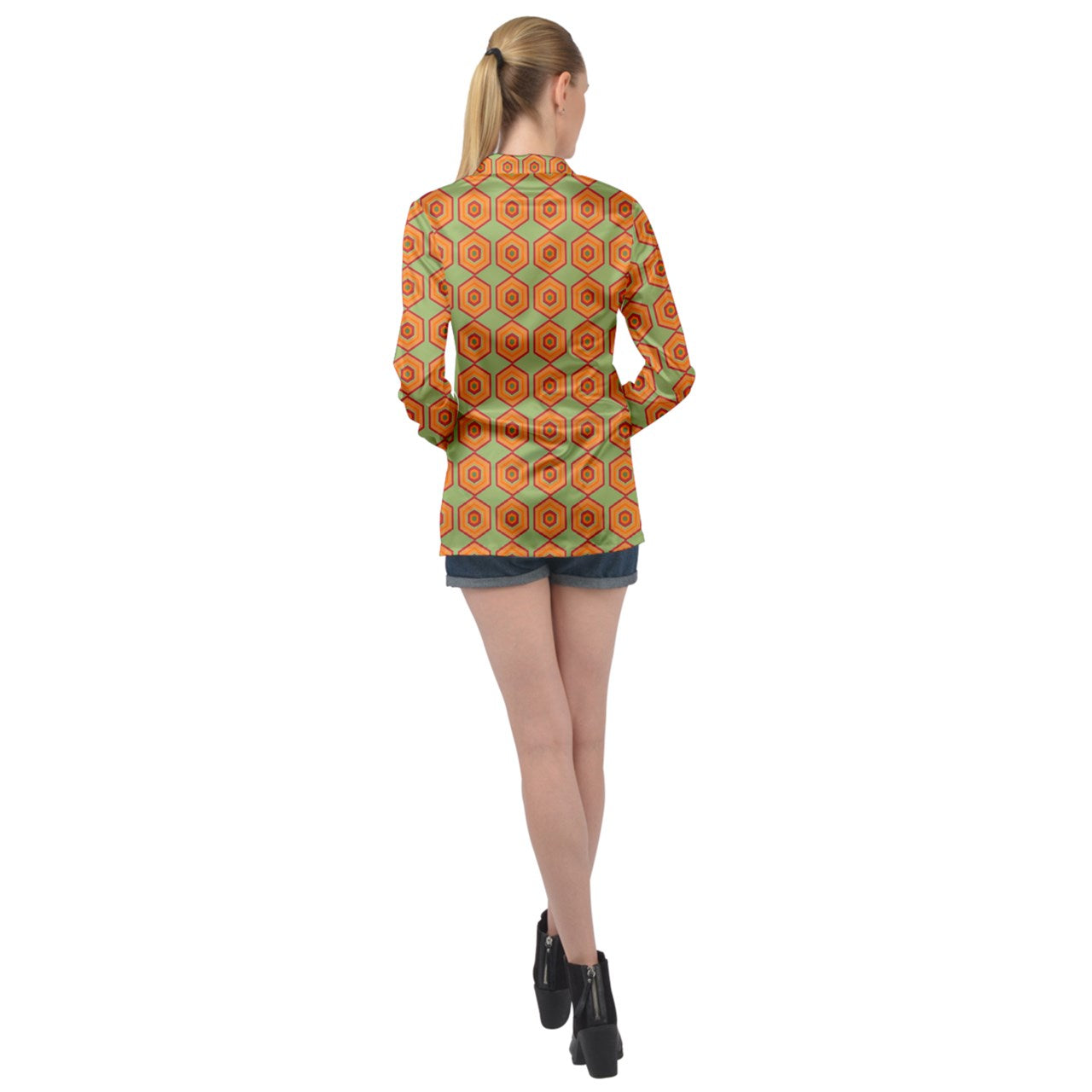 Groovy Beehive Long Sleeve Satin Shirt