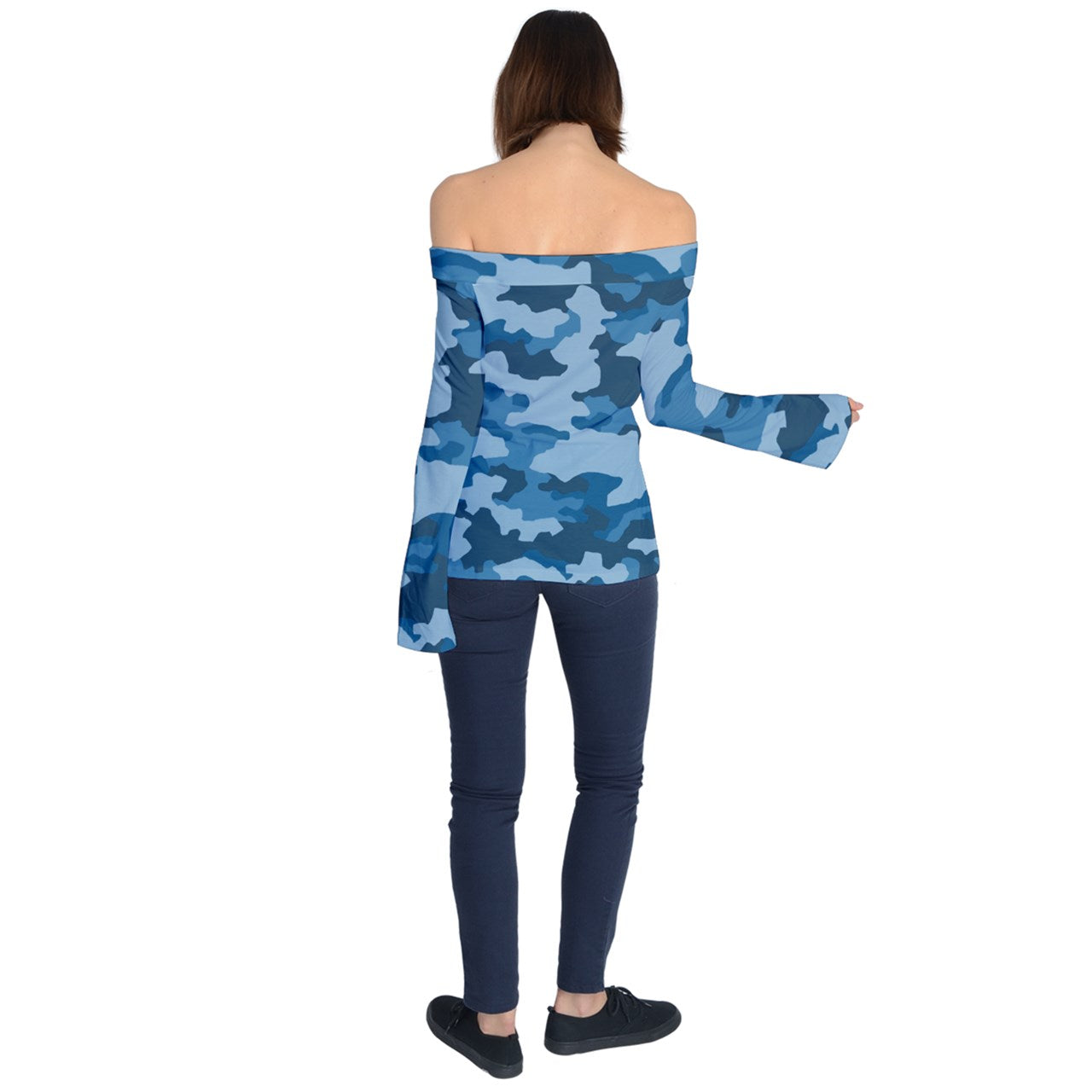 y2k Soldier Western Off Shoulder Long Sleeve Top