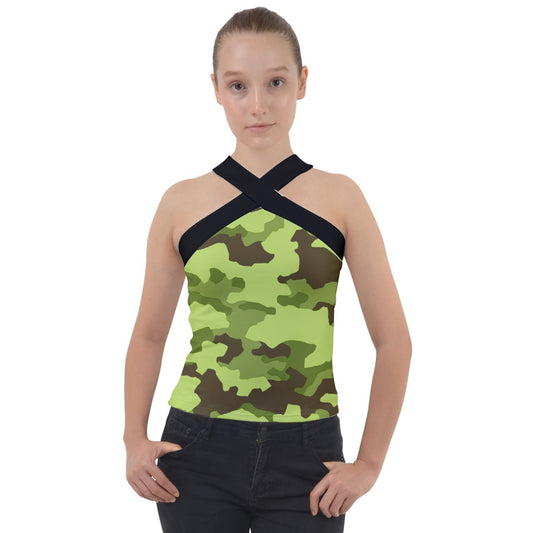 Y2k Soldier Northern Cross Neck Velour Top