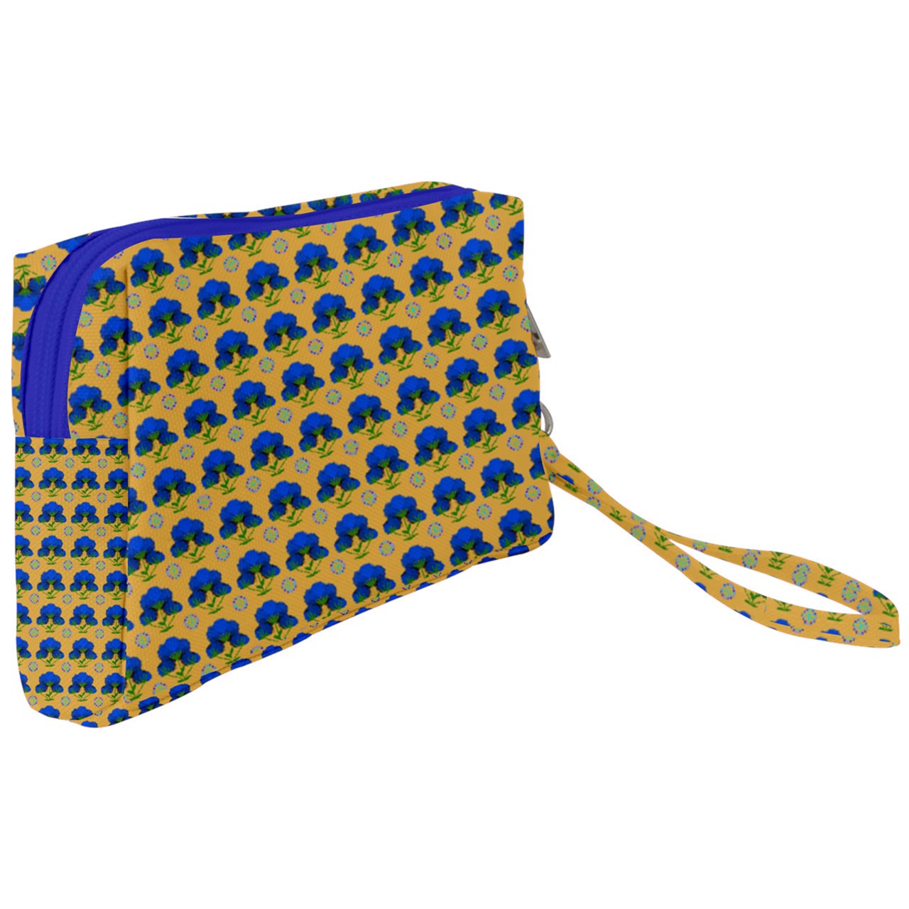 Blue Hydrangea Wristlet Pouch Bag (Small)
