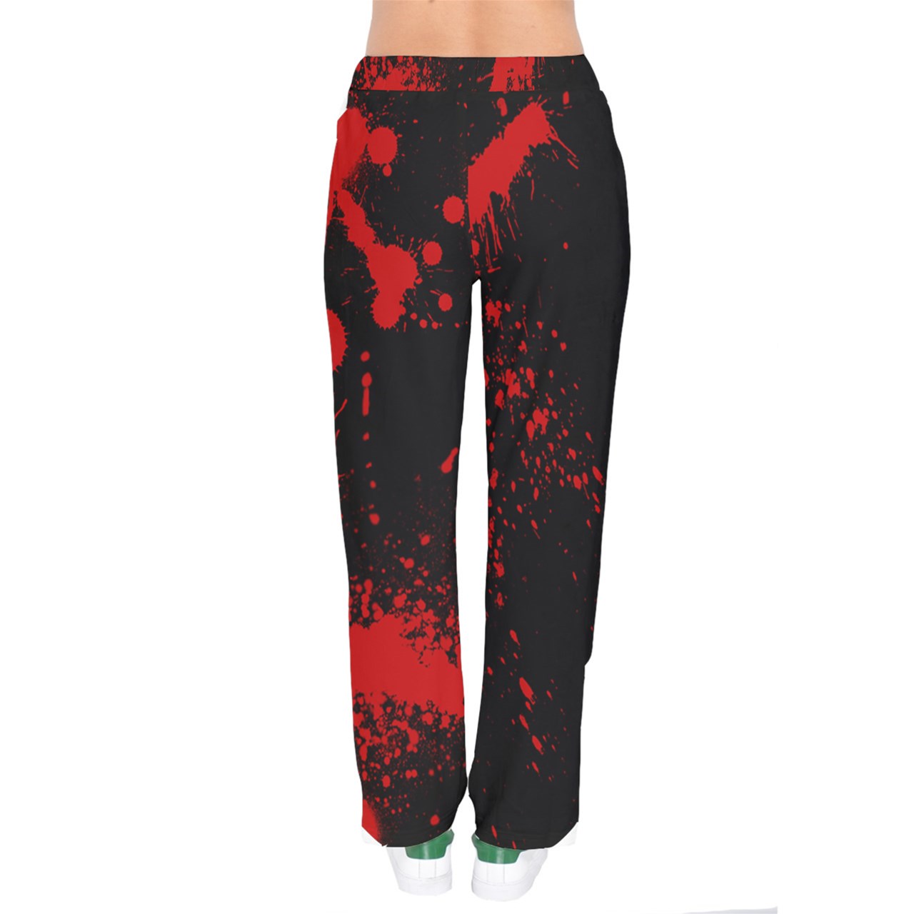 Black Blood Spatter velvet Drawstring Pants