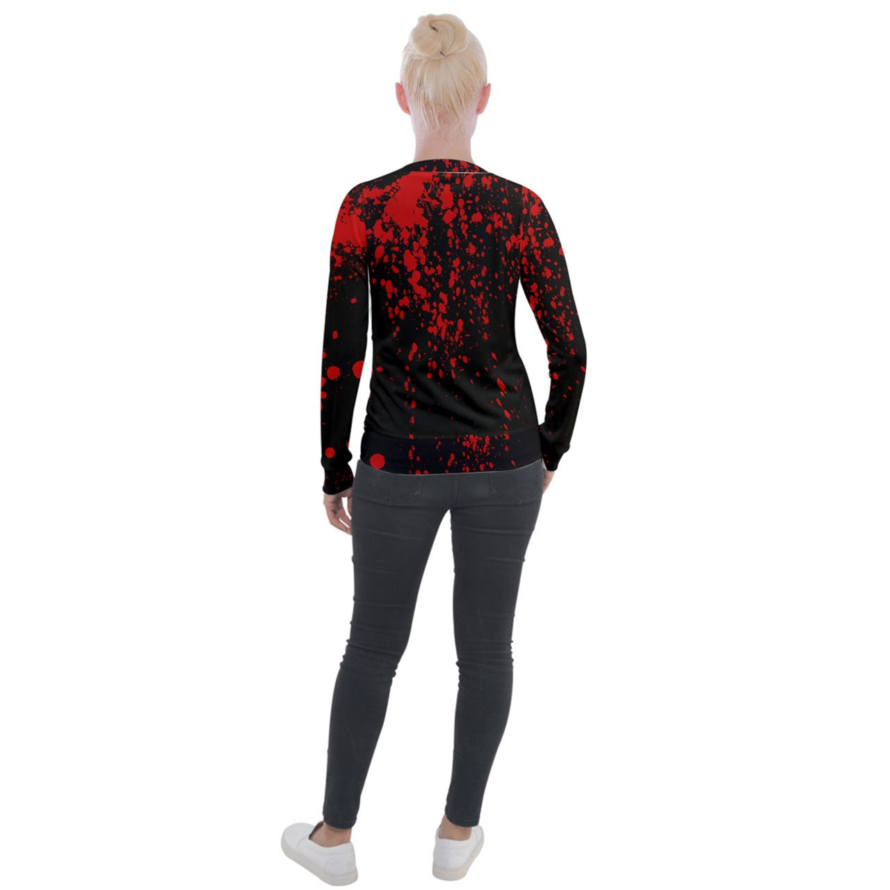 Black Blood Spatter Velvet Zip Up Jacket
