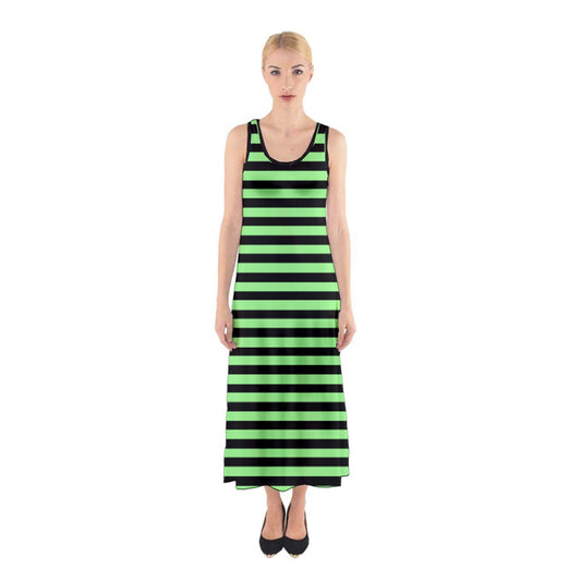neon green stripe Sleeveless Maxi Underdress