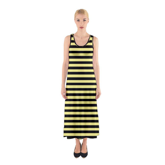 Bumblebee yellow stripes Sleeveless Maxi Underdress