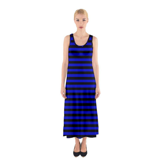non-binary blue stripes Sleeveless Maxi Underdress