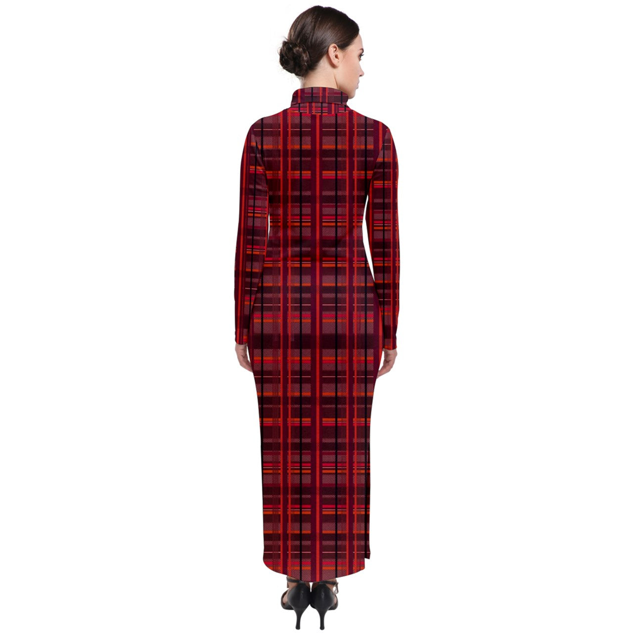 Red Academia Turtleneck Maxi Dress