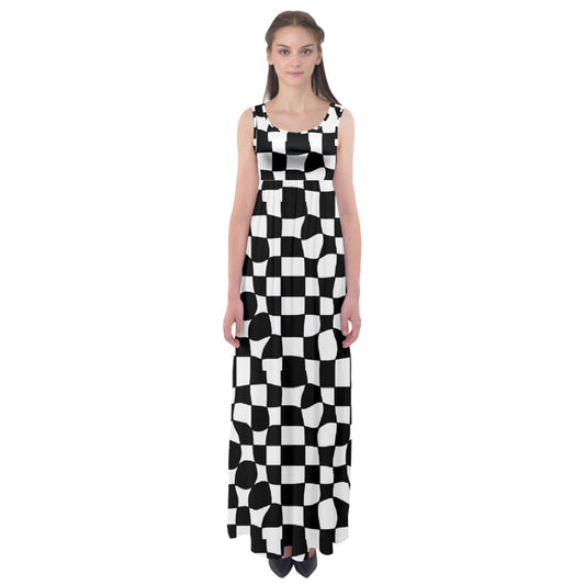 wonky checkers Empire Waist Maxi Underdress