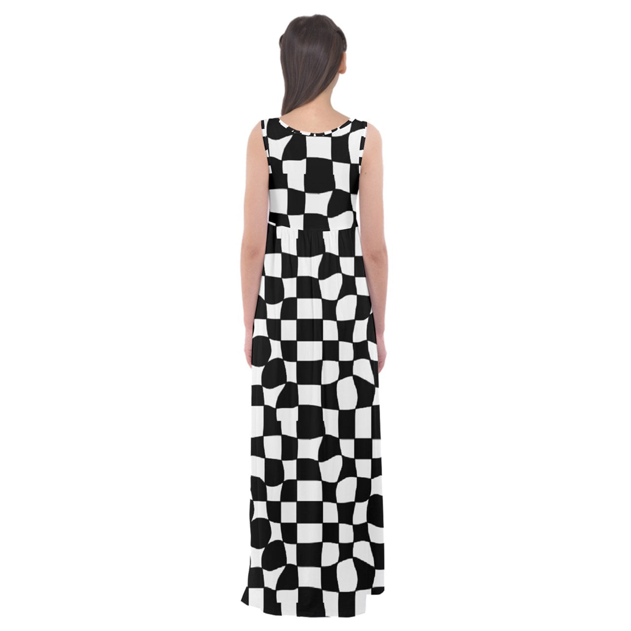 wonky checkers Empire Waist Maxi Underdress
