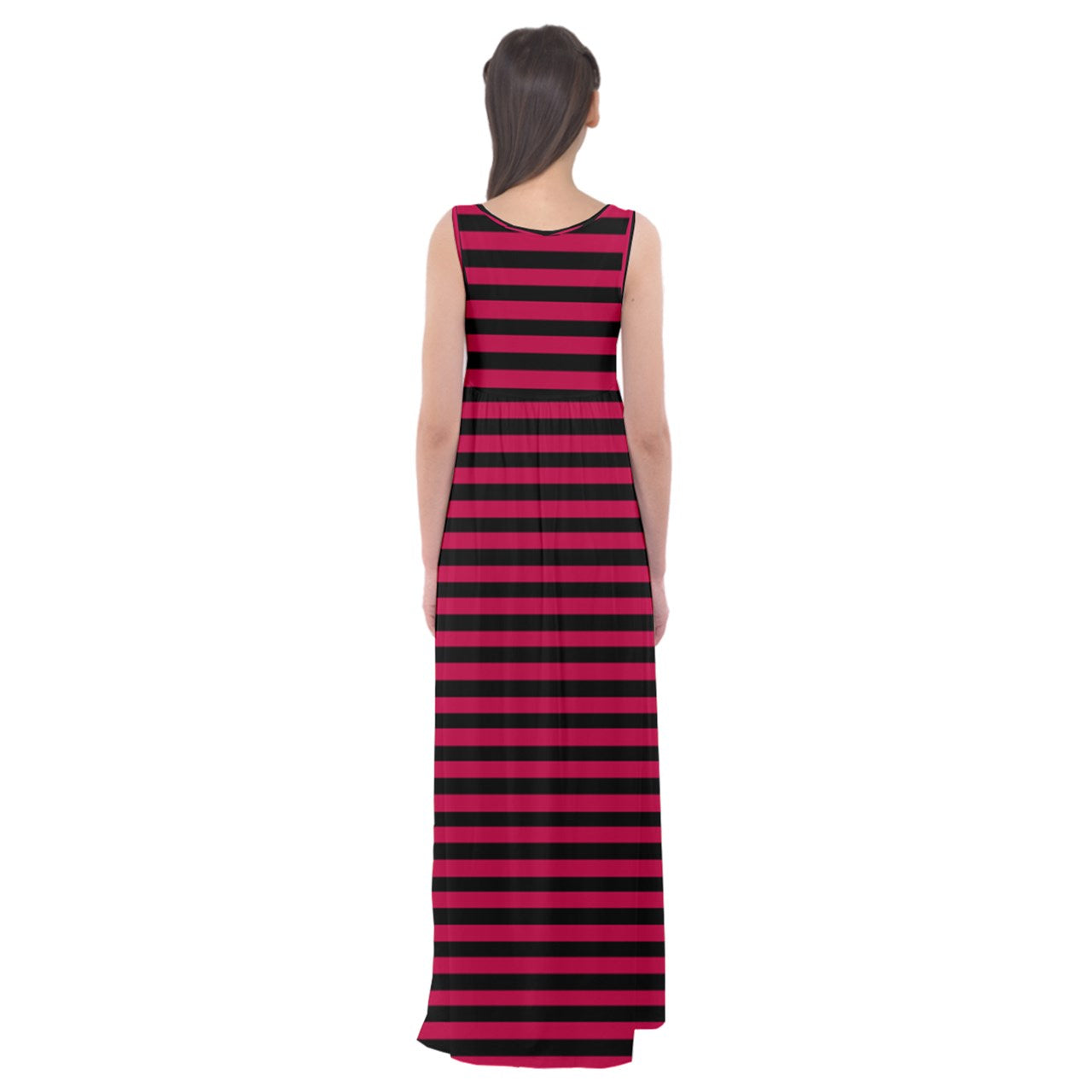 cherry red stripes Empire Waist Maxi Underdress