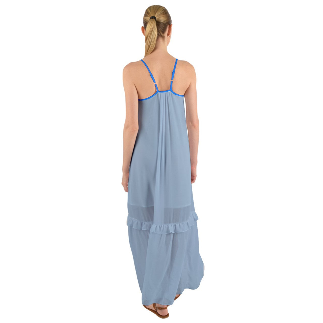 Aqua Smoke Cami Maxi Ruffle Chiffon Underdress