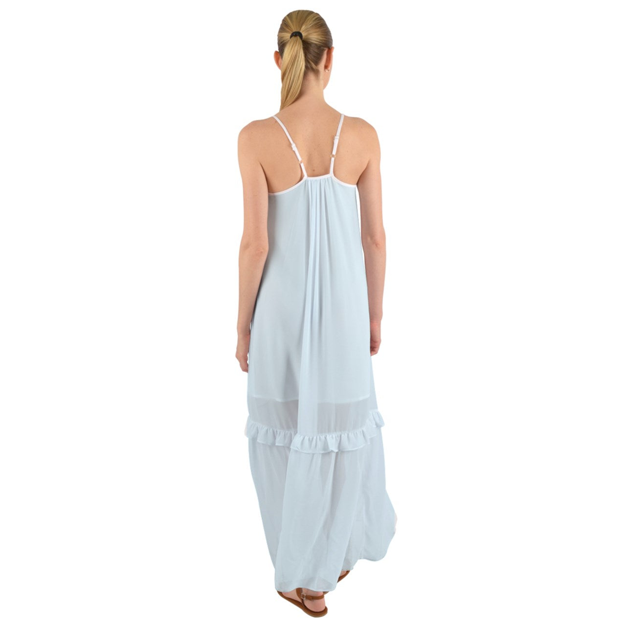 Icee Blue Cami Maxi Ruffle Chiffon Underdress