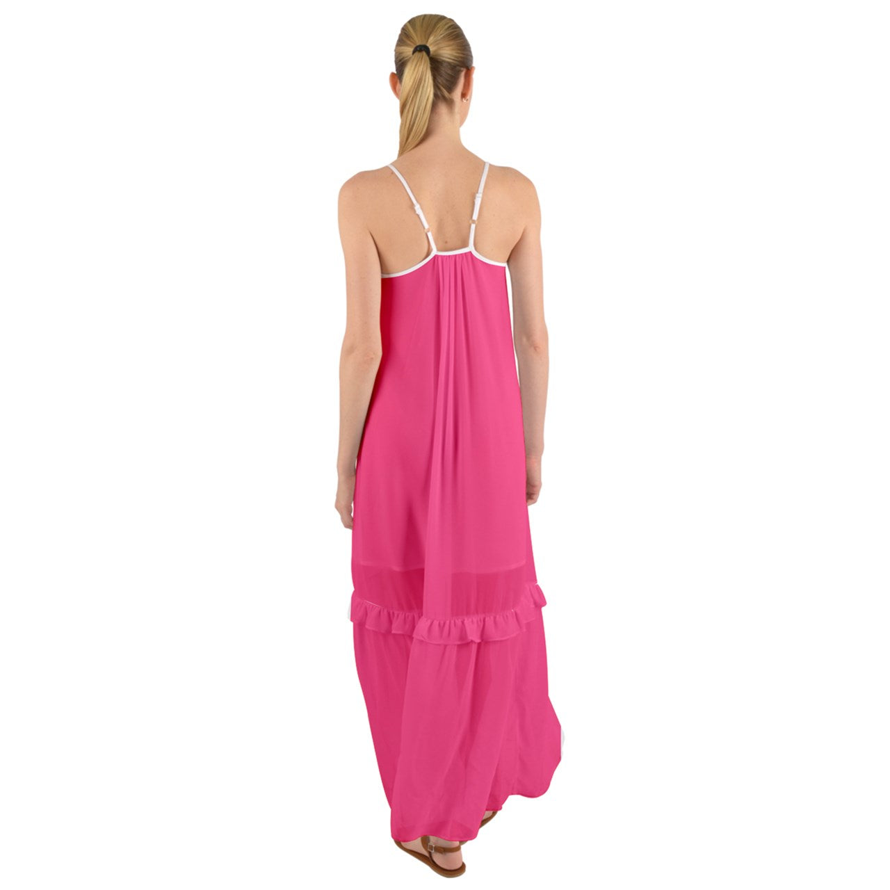 Hot Pink Cami Maxi Ruffle Chiffon Underdress