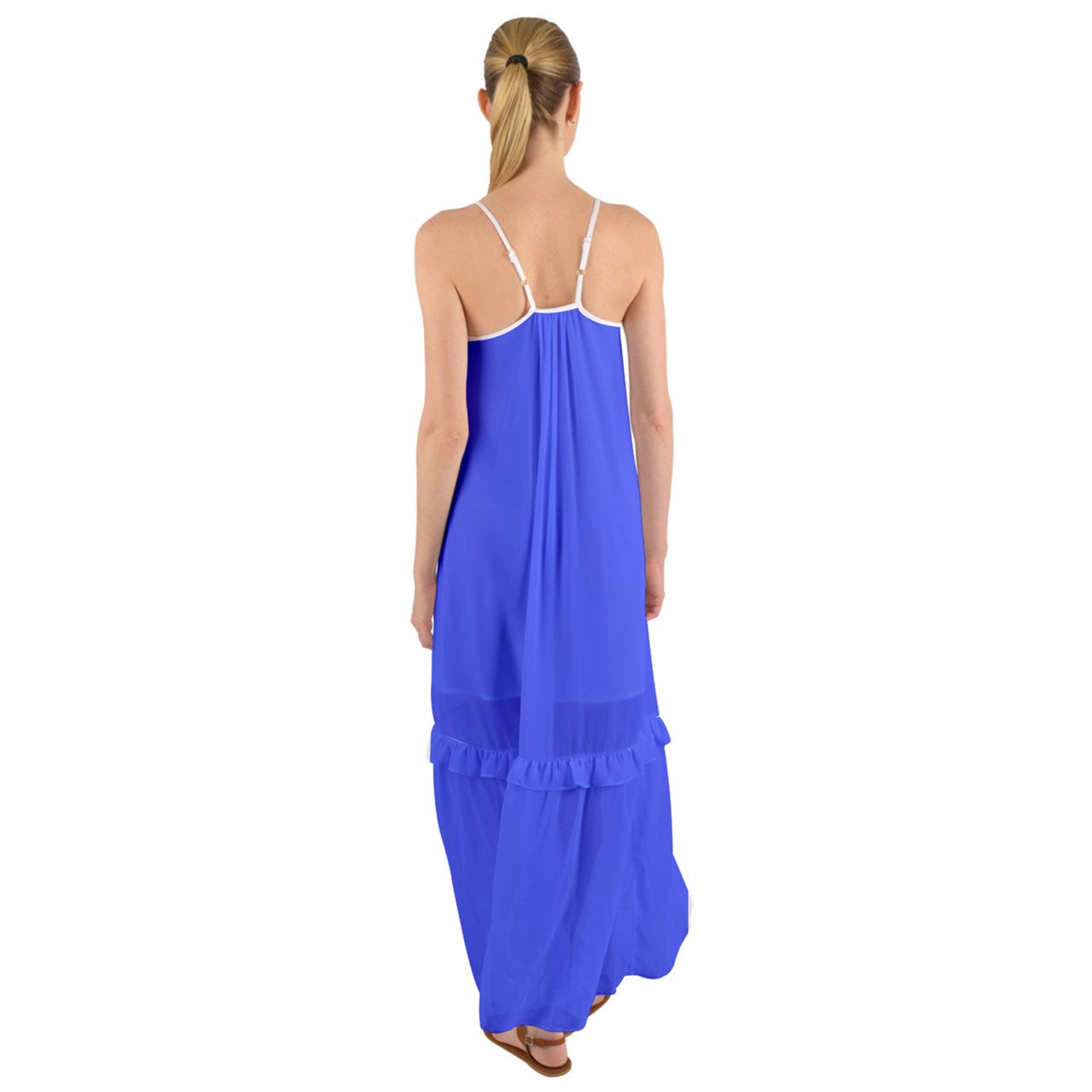 Hot Blue Cami Maxi Ruffle Chiffon Underdress