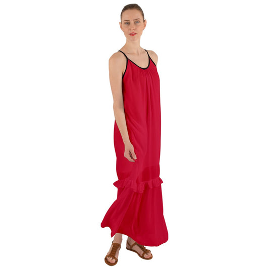 Chilli Red Cami Maxi Ruffle Chiffon Underdress