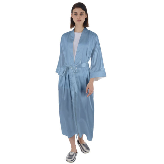 Aqua Smoke Maxi Satin Robe