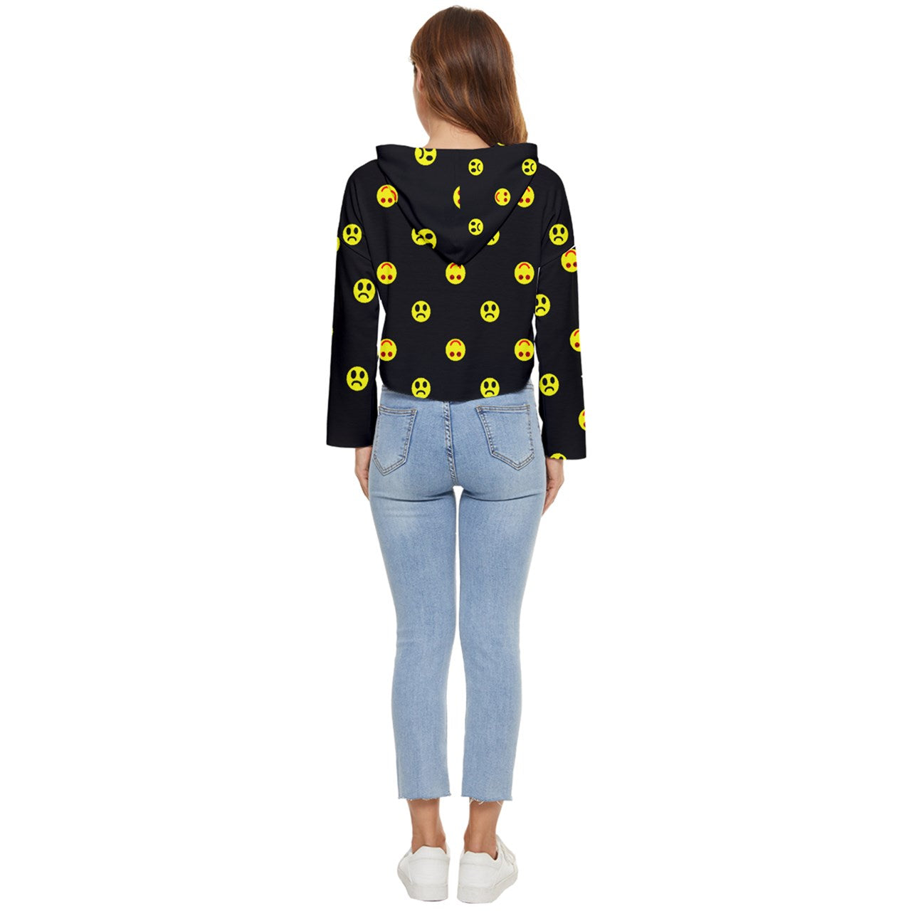 Twisted Smiley dark Lightweight Cropped Hoodie