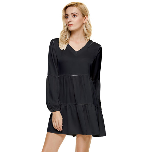 Bladebeak Tiered Long Sleeve Mini Dress