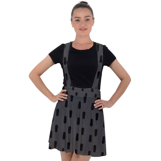 Coffin Tile Velvet Suspender Skater Skirt
