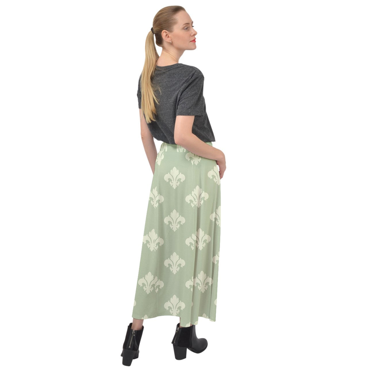 Truffle Mint Velour Split Maxi Skirt