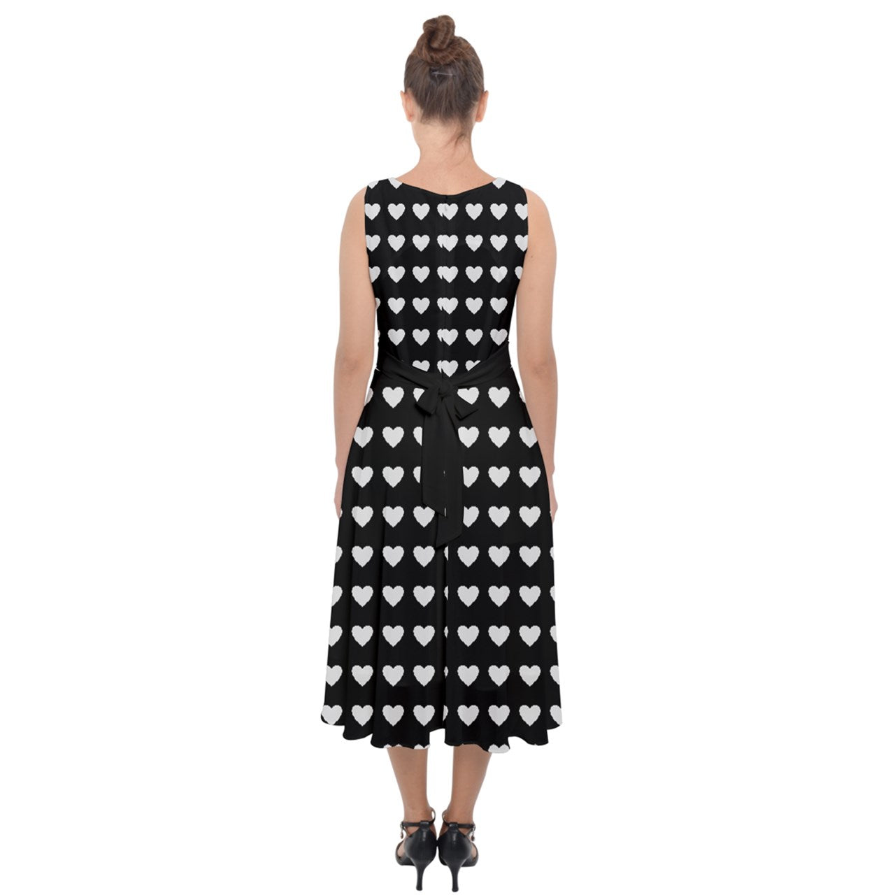 Polka Hearts Midi Tie-Back Chiffon Dress