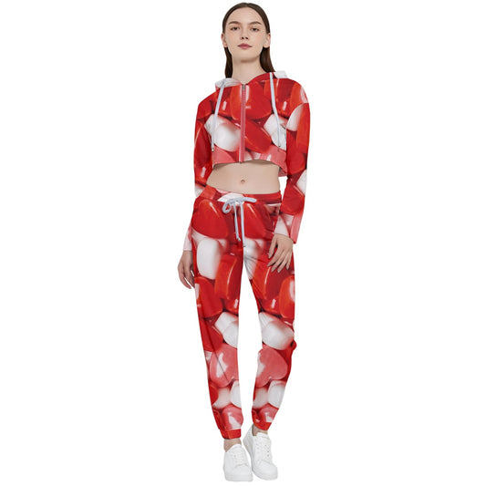 Sweet Hearts Cropped Zip Up Lounge Set