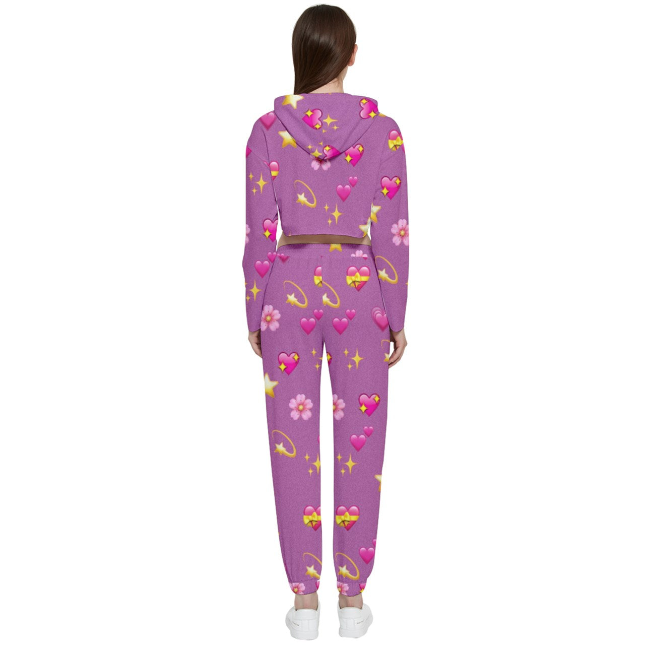 emoji Hearts Cropped Zip Up Lounge Set