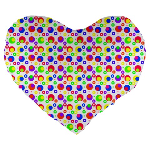 complex rainbow dot Large 19" Premium Heart Shape Cushion